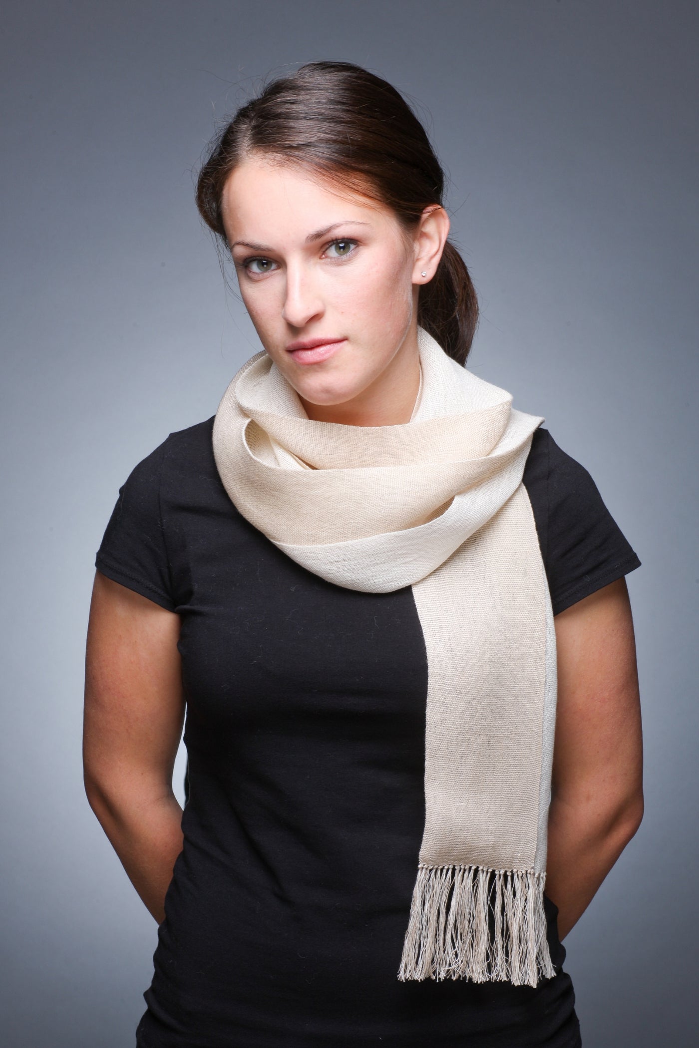 2-Layer Linen Scarf - Natural Fabrics by Lesley LaHave Weaving Studio